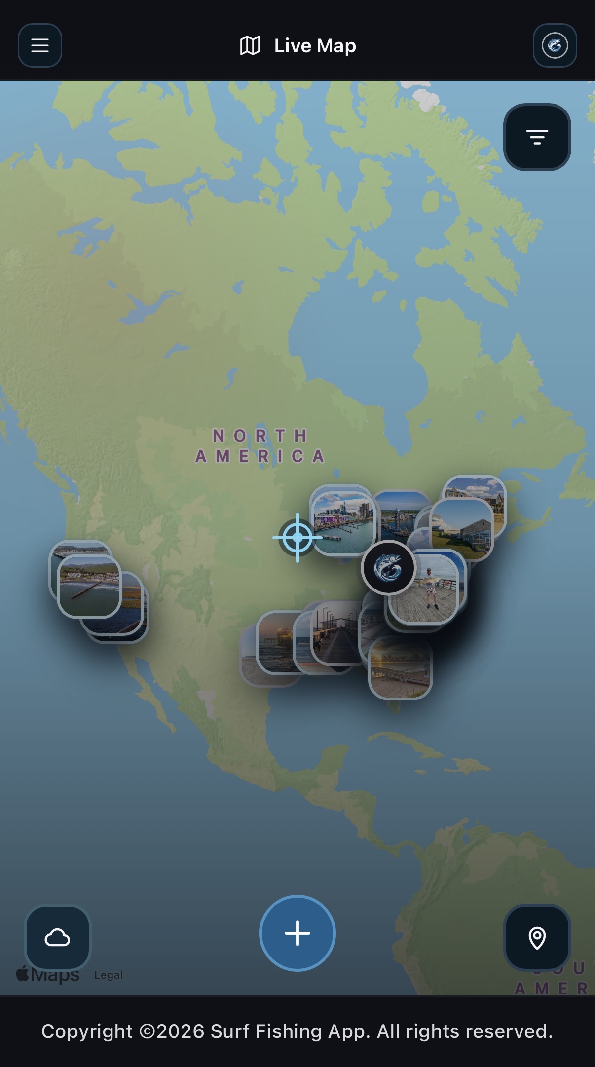 Surf Fishing App live map preview