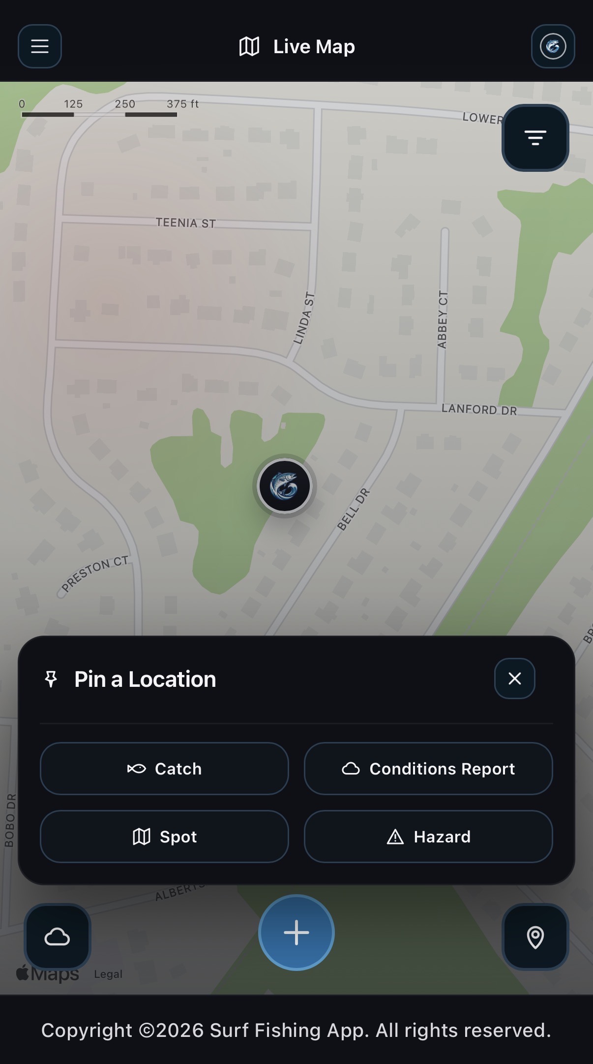 Surf Fishing App first action preview